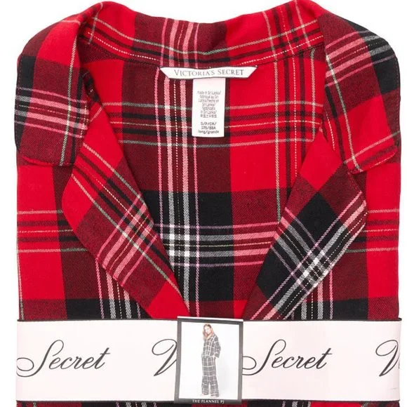 NWT VS M Cotton Flannel PJ Set Red Black Plaid - Picture 16 of 16